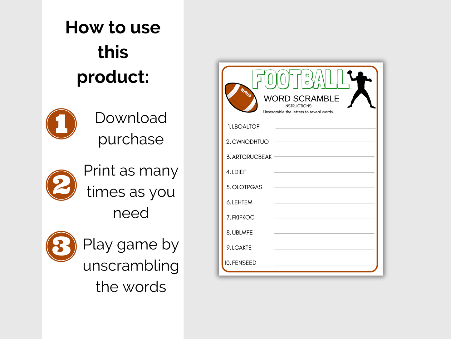 Football Word Scramble