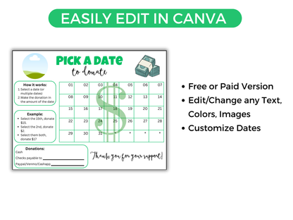 Editable All Purpose Pick A Date to Donate Fundraiser