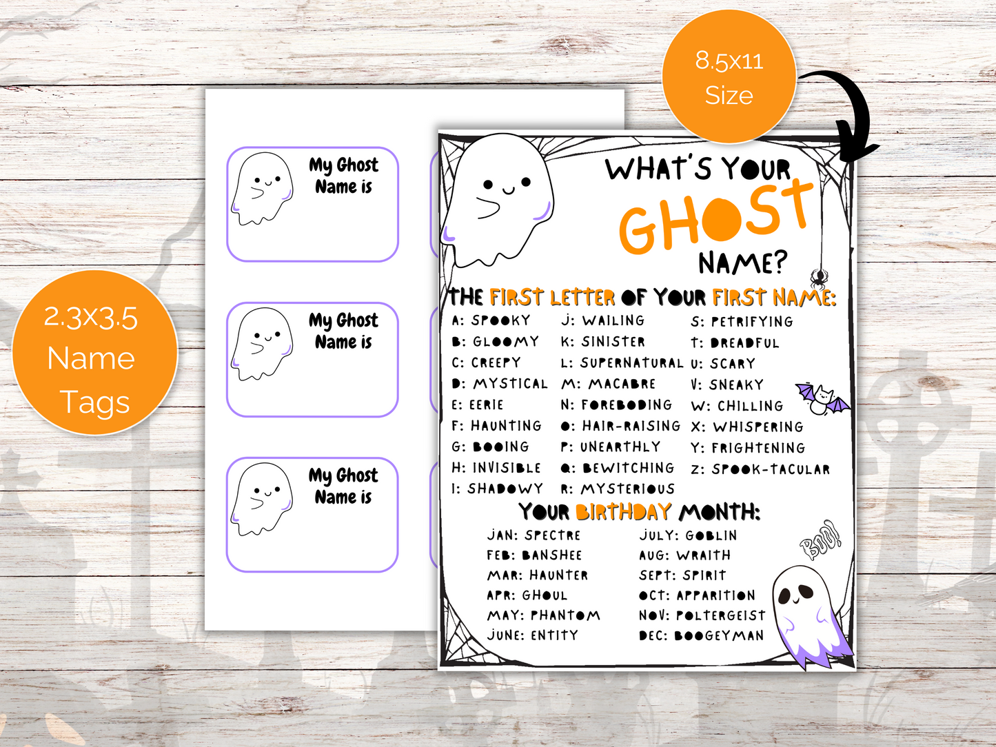 What's Your Ghost Name Game + Name Tags