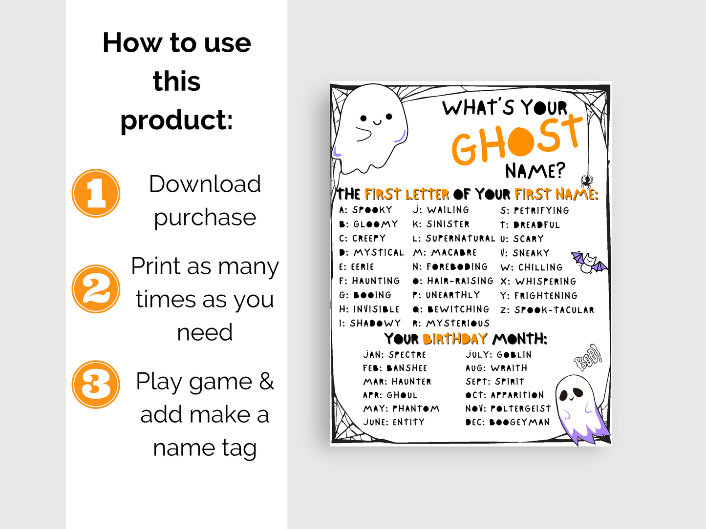 What's Your Ghost Name Game + Name Tags
