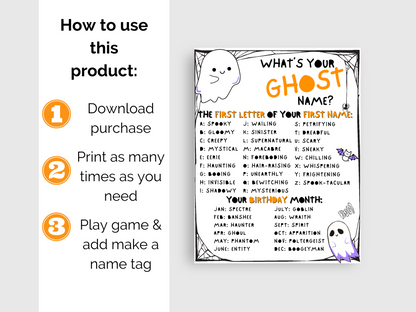 What's Your Ghost Name Game + Name Tags