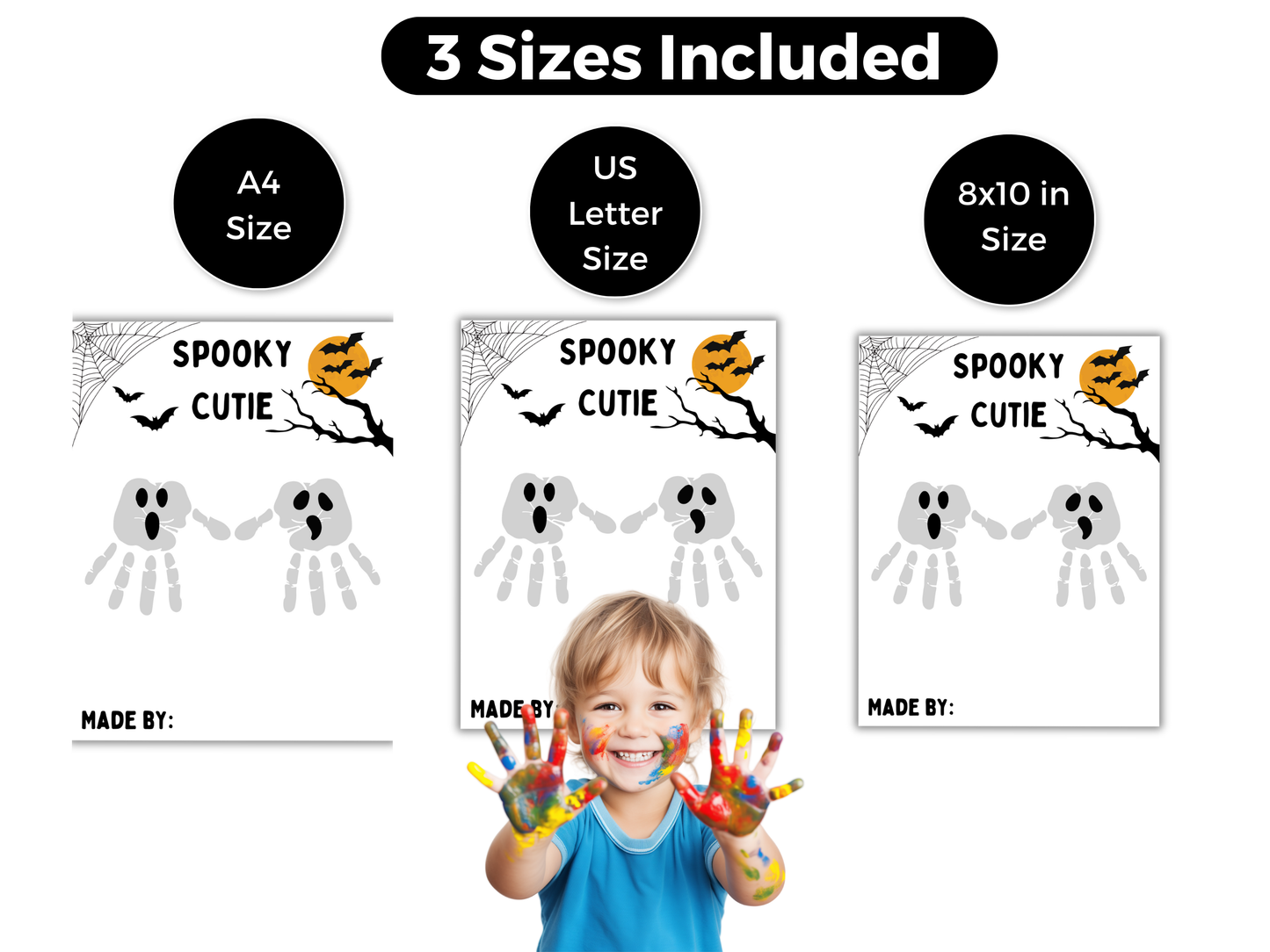 Ghost Halloween Handprint Art