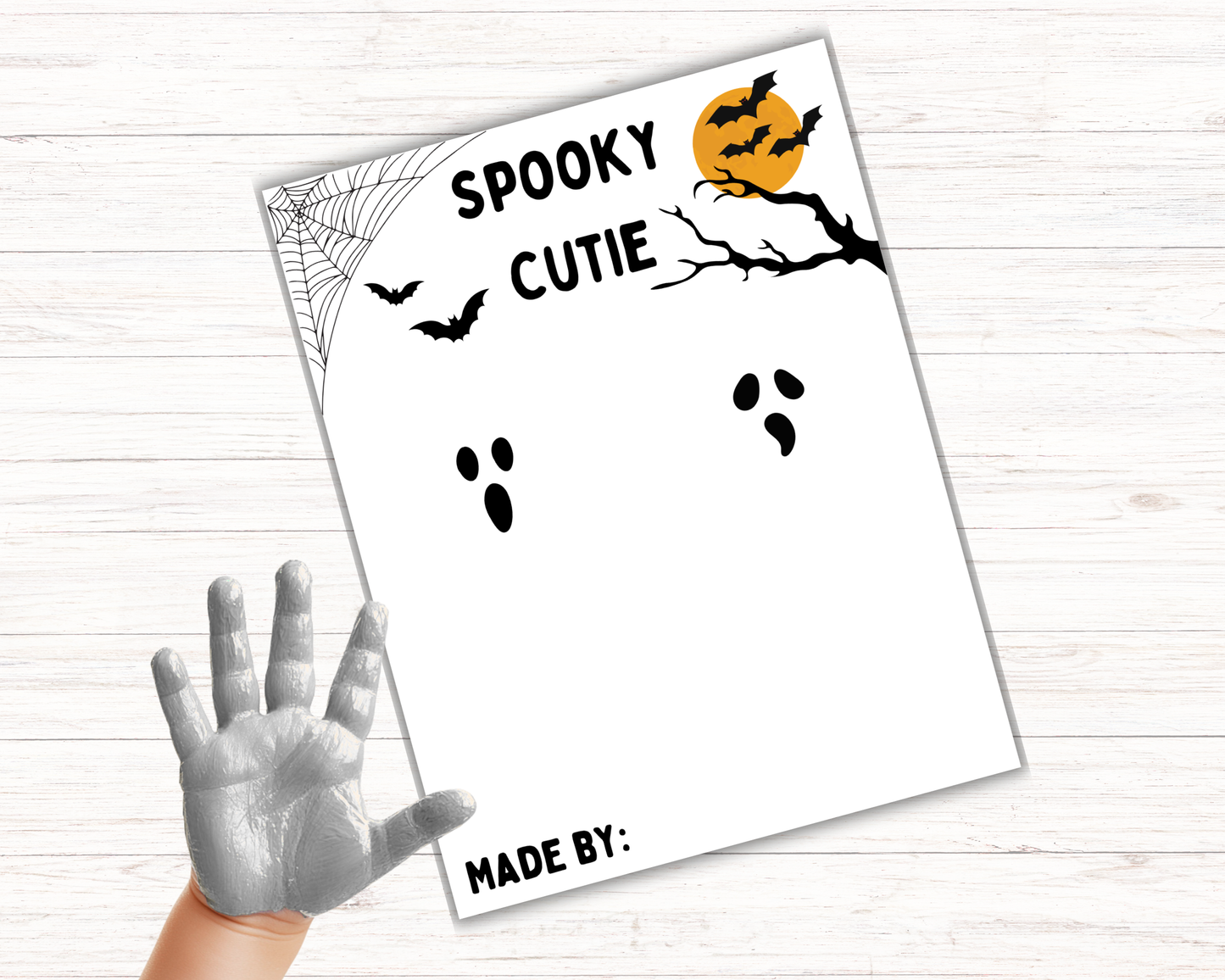 Ghost Halloween Handprint Art