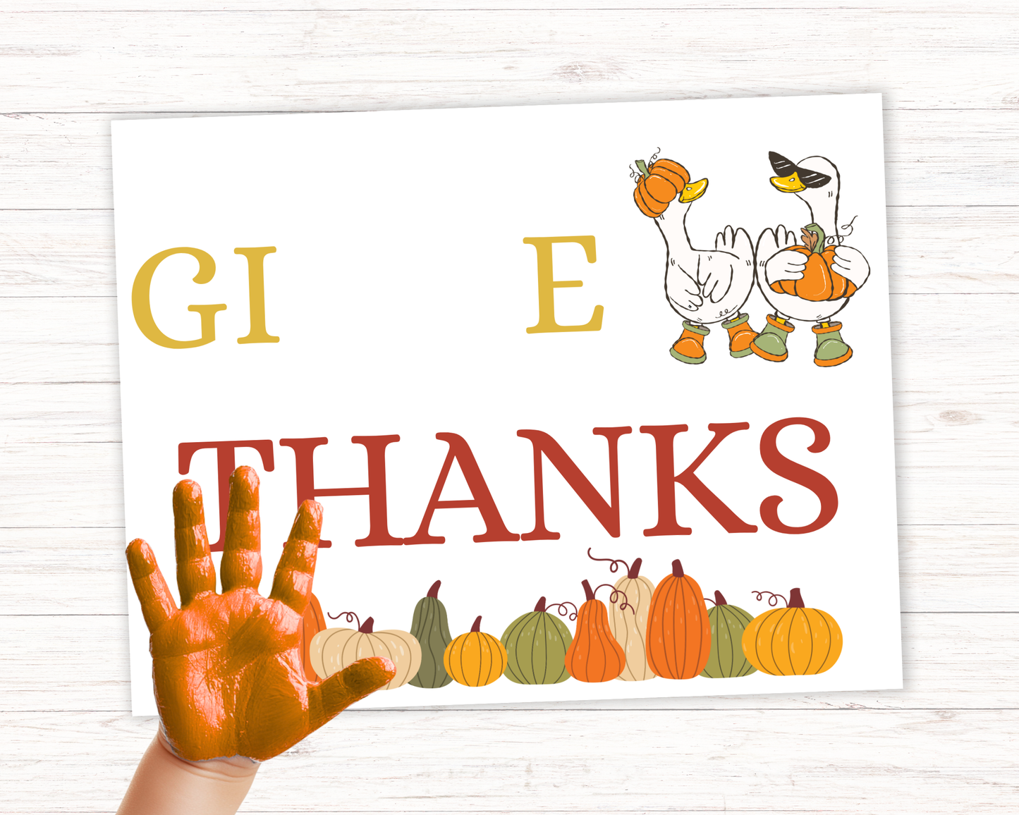 Give Thanks Thanksgiving Handprint Art