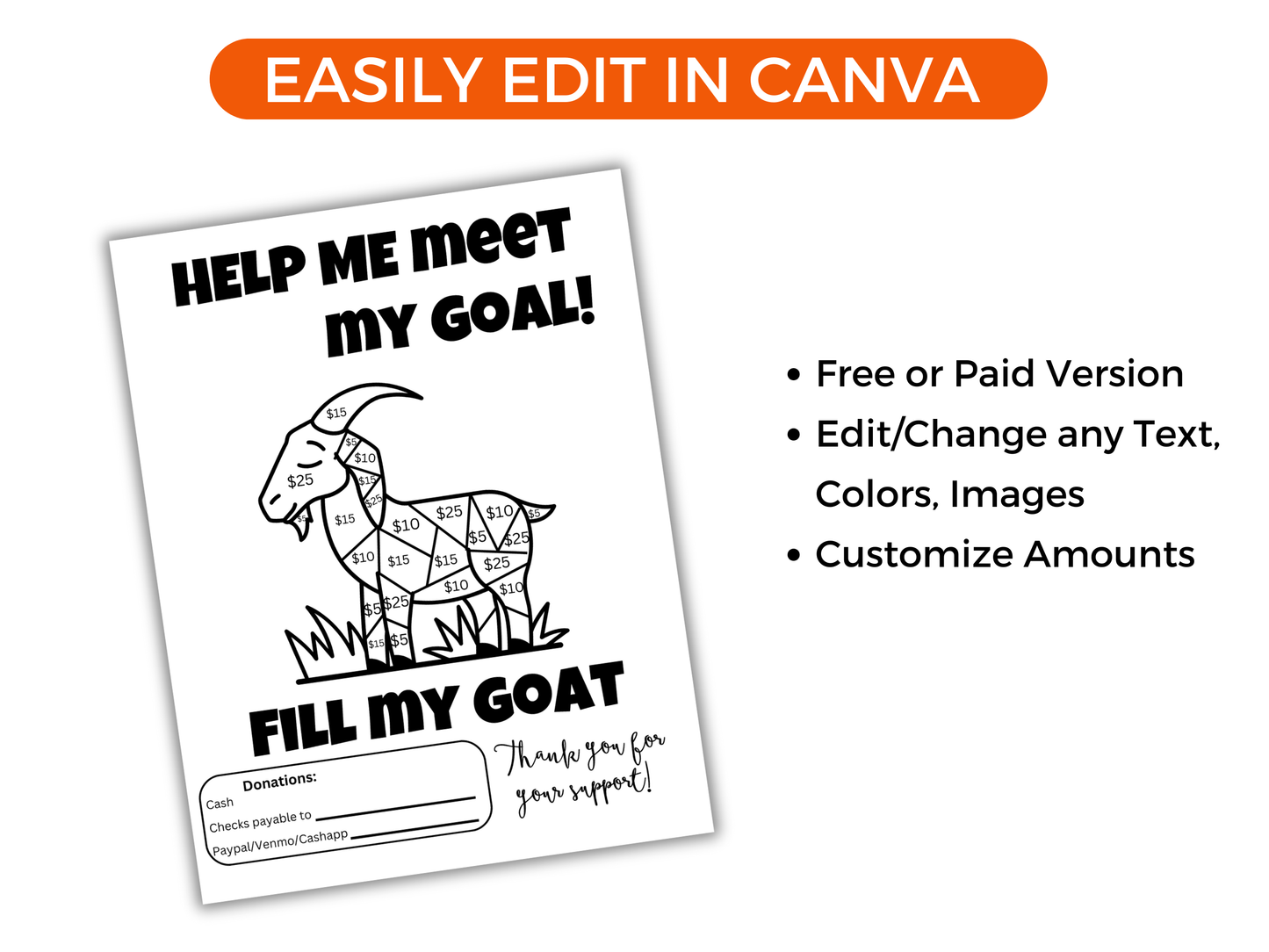Editable Fill My Goat Fundraiser Template