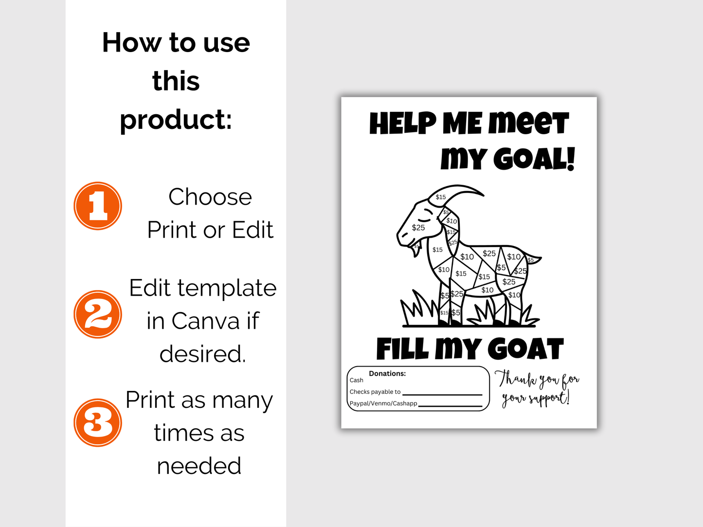 Editable Fill My Goat Fundraiser Template