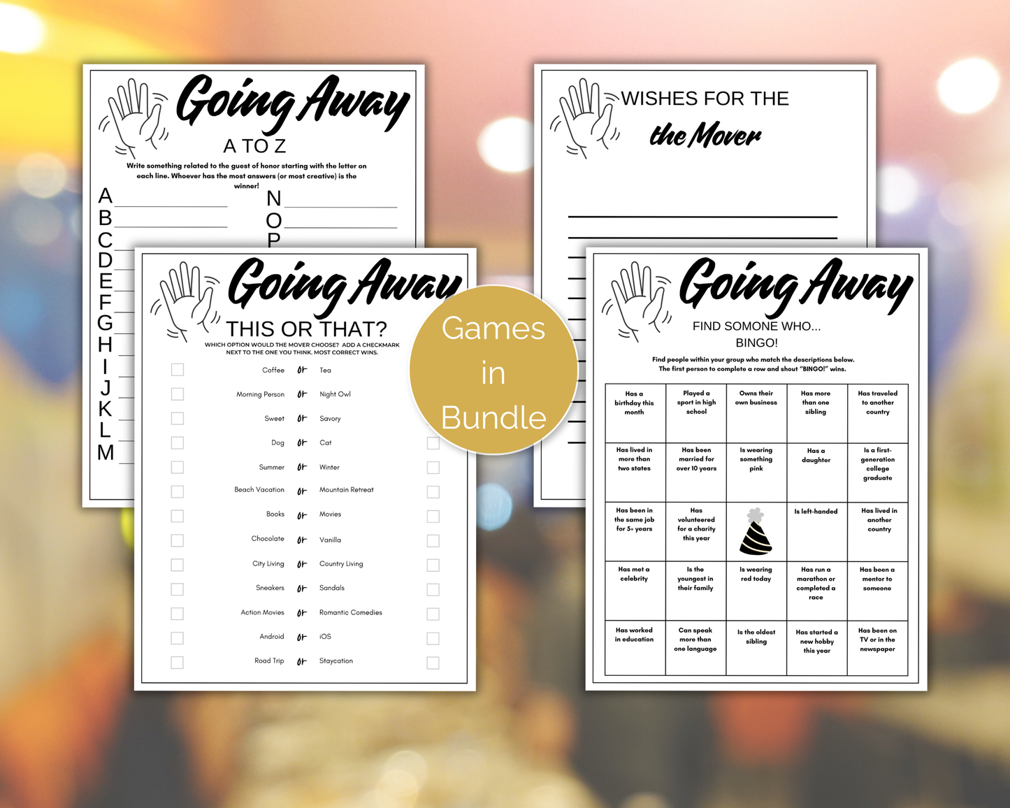Going Away Party Game Bundle