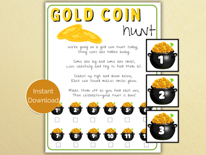 St Patrick's Gold Coin Scavenger Hunt for kids