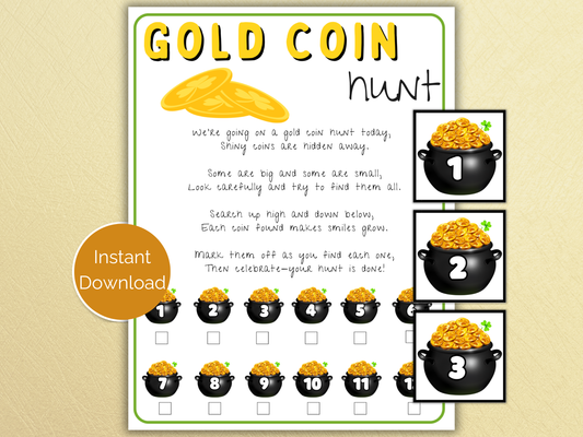 St Patrick's Gold Coin Scavenger Hunt for kids