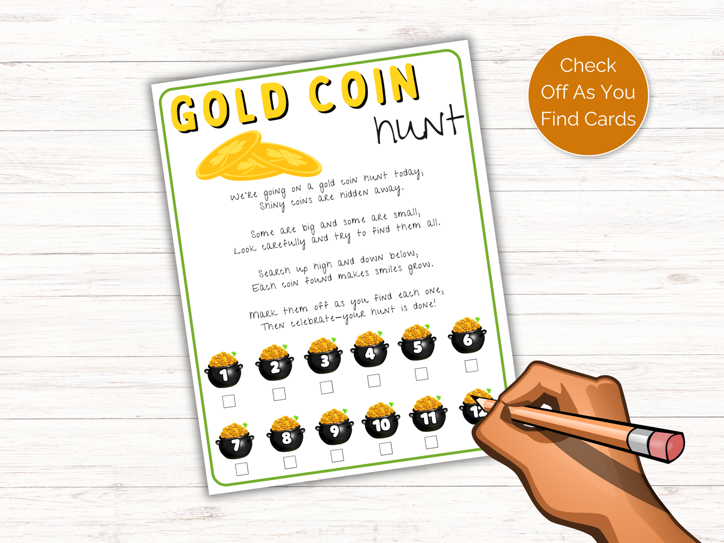 St Patrick's Gold Coin Scavenger Hunt for kids