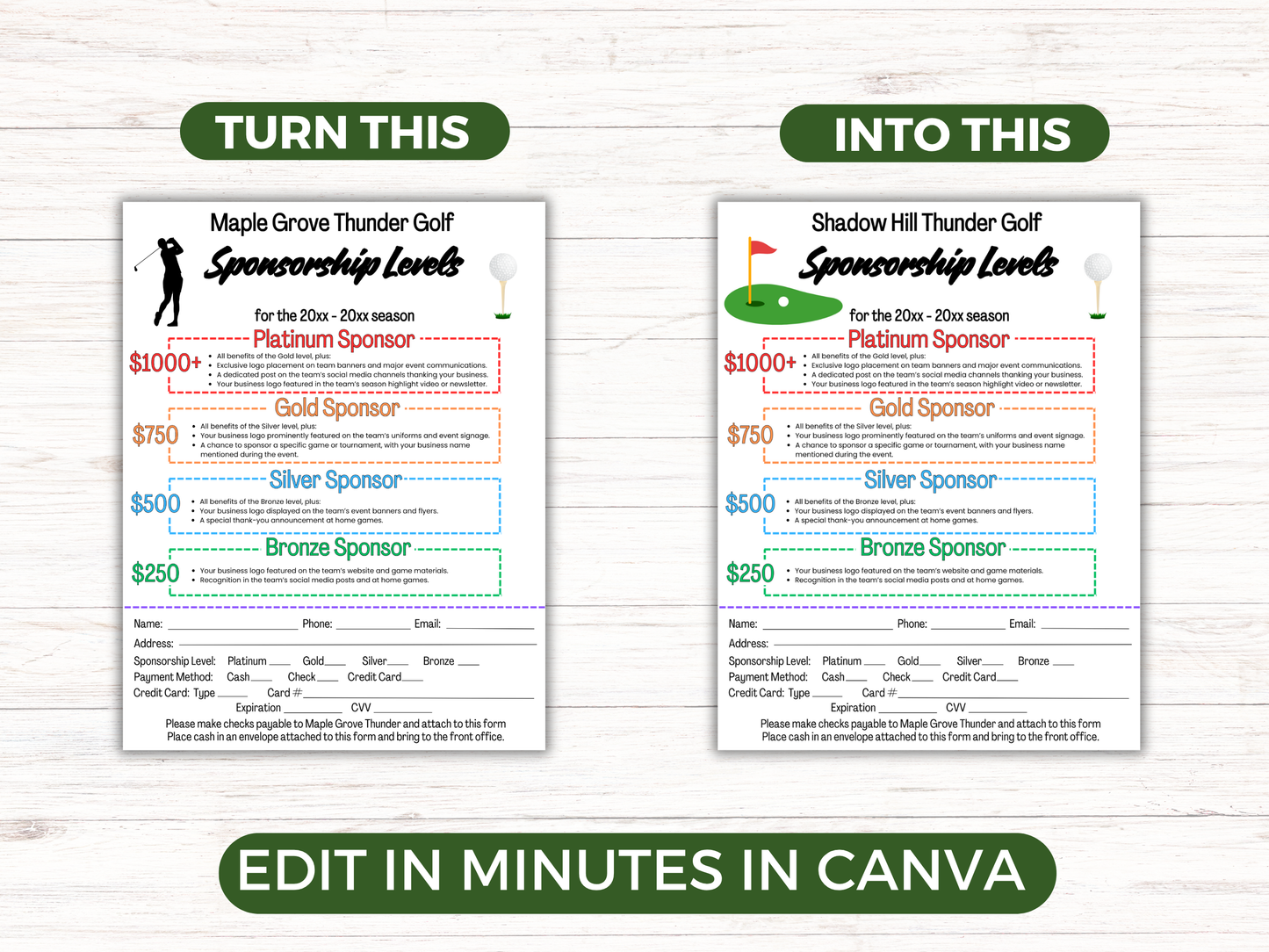 EDITABLE Golf Sponsorship Levels Flyer Template