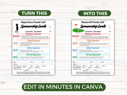 EDITABLE Golf Sponsorship Levels Flyer Template