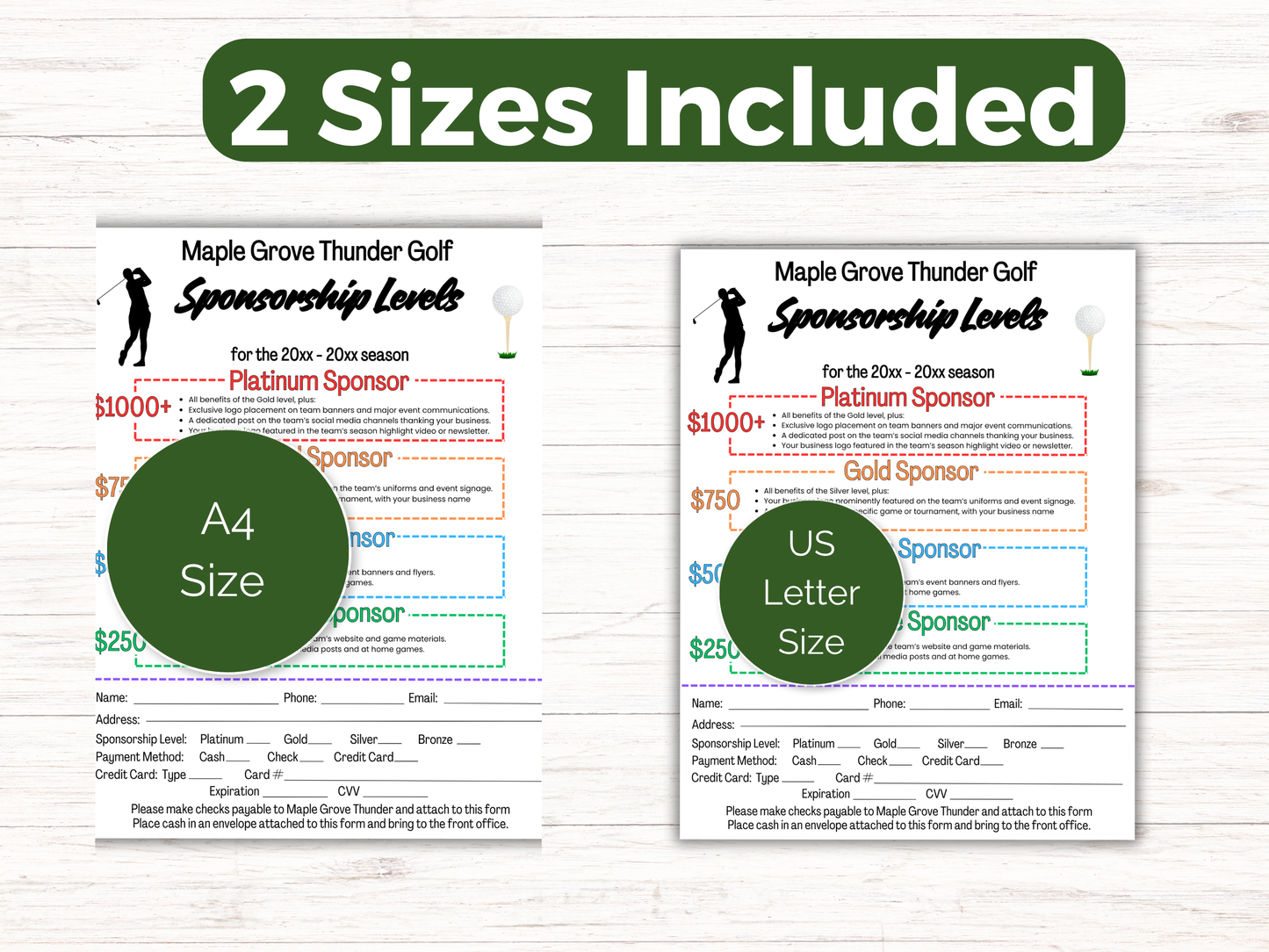 EDITABLE Golf Sponsorship Levels Flyer Template