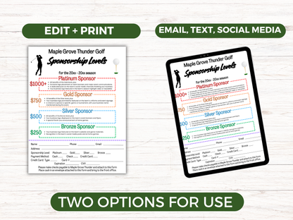 EDITABLE Golf Sponsorship Levels Flyer Template