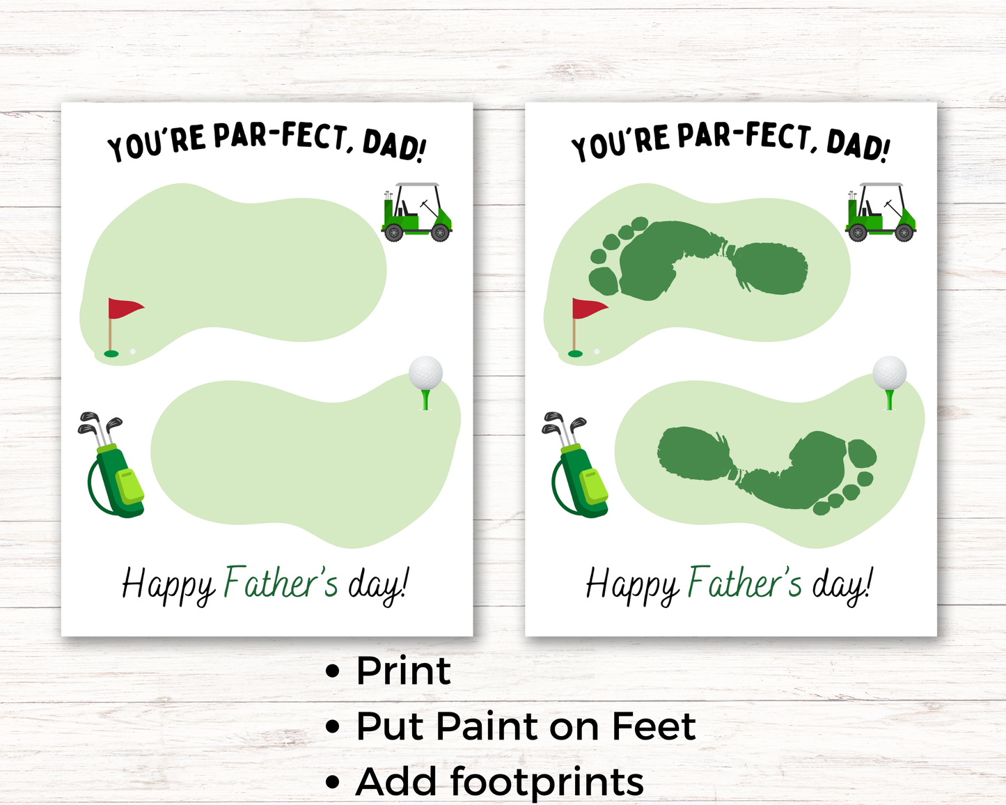 Golf Fathers Day Handprint Art Up to 3 Kids