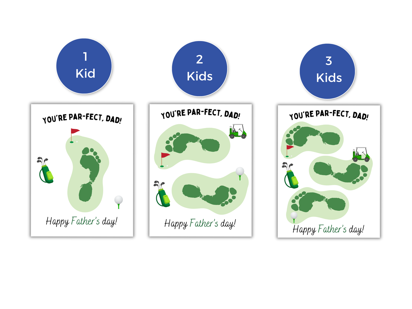 Golf Fathers Day Handprint Art Up to 3 Kids