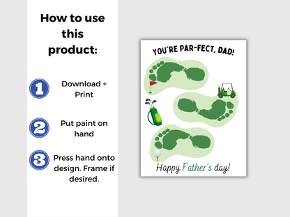 Golf Fathers Day Handprint Art Up to 3 Kids