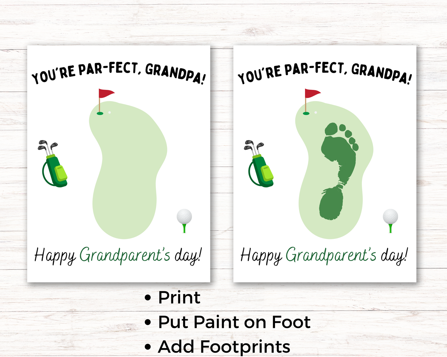 Golf Grandpa Footprint Art up to 3 kids