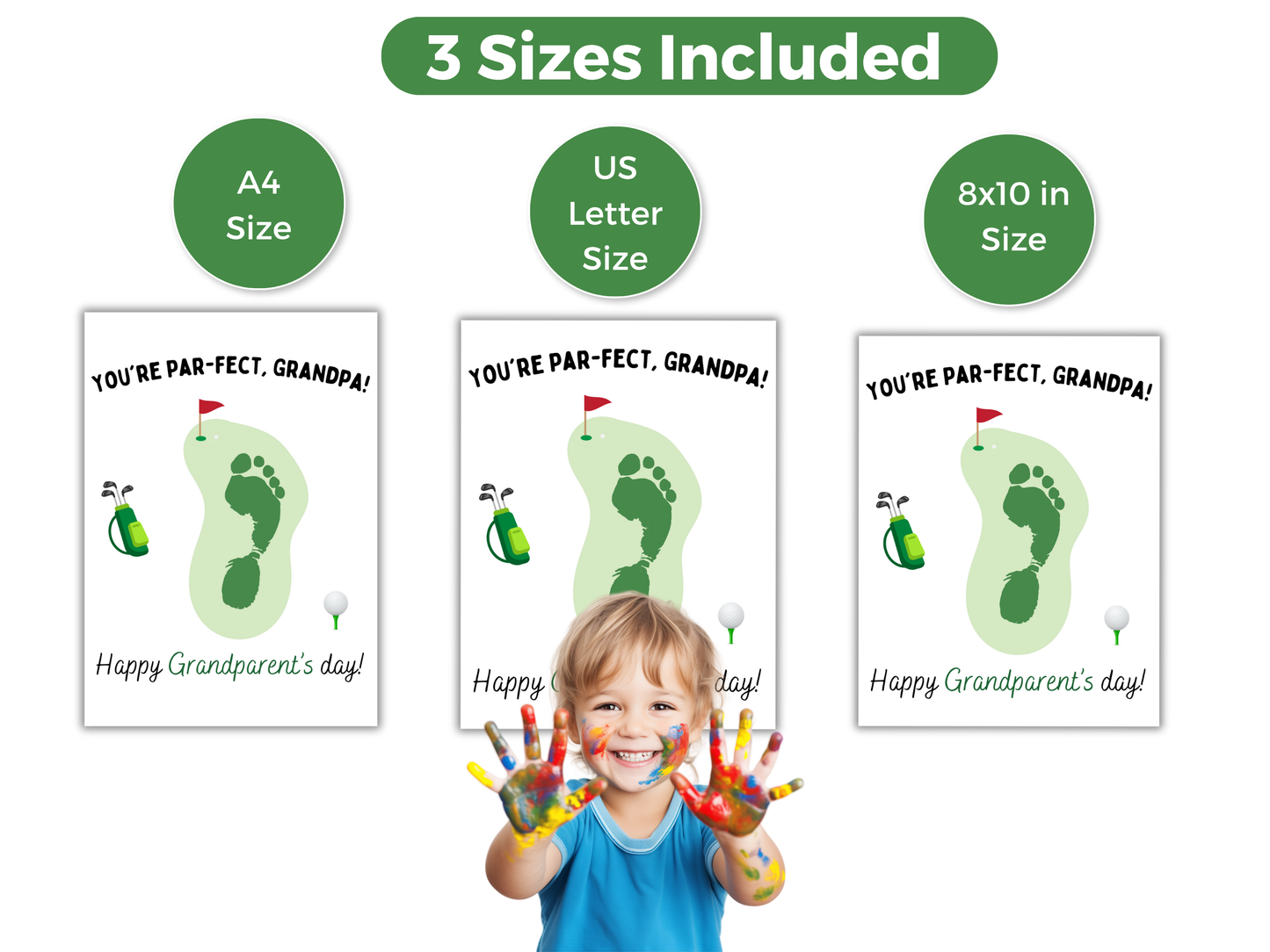 Golf Grandpa Footprint Art up to 3 kids