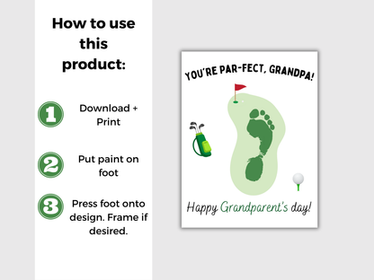 Golf Grandpa Footprint Art up to 3 kids