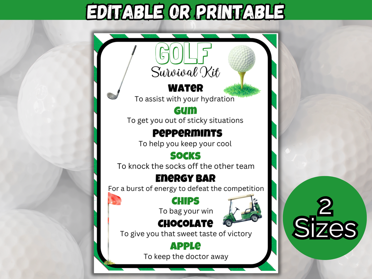 Golf Survival Kit Tag