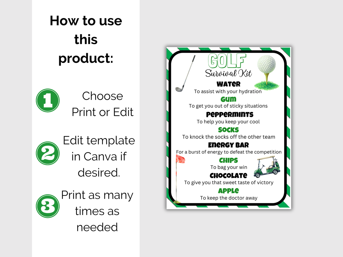 Golf Survival Kit Tag