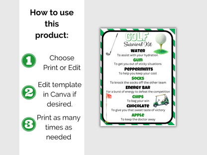 Golf Survival Kit Tag