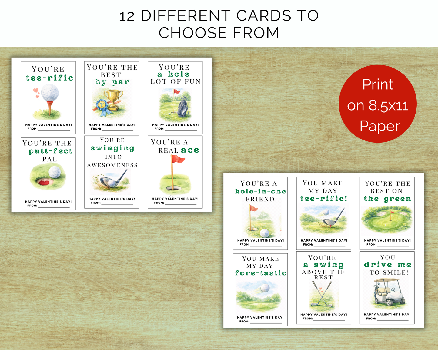 Golf Valentine Cards