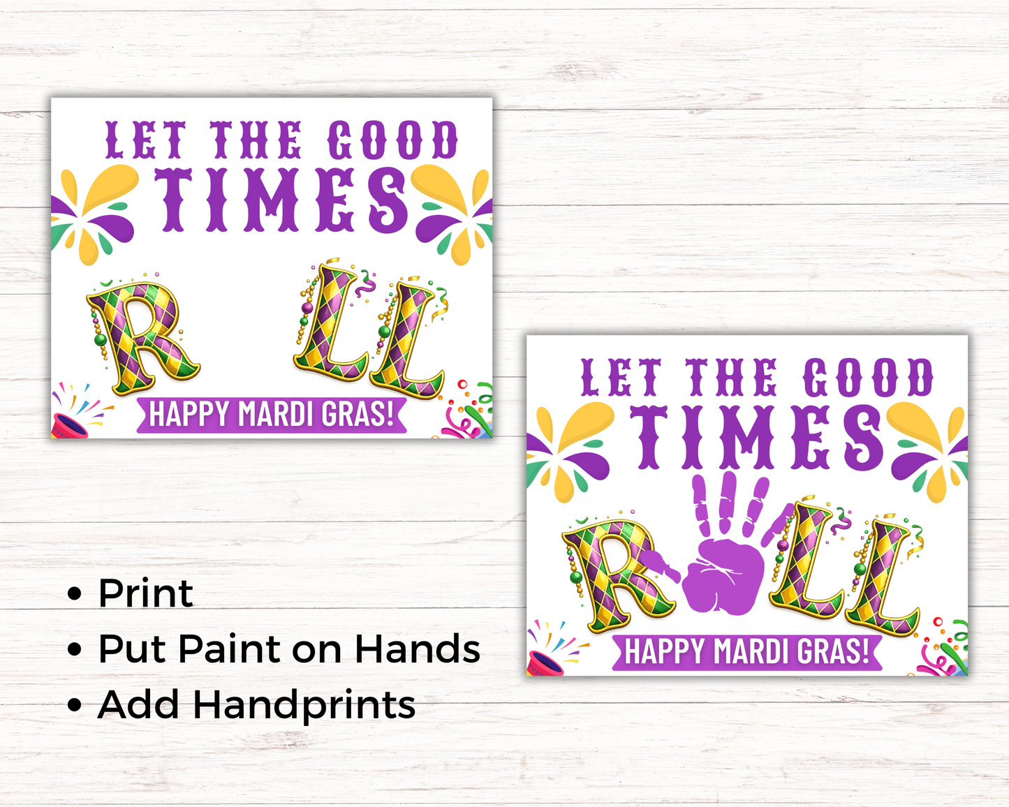 Let The Good Times Roll Mardi Gras Handprint Art
