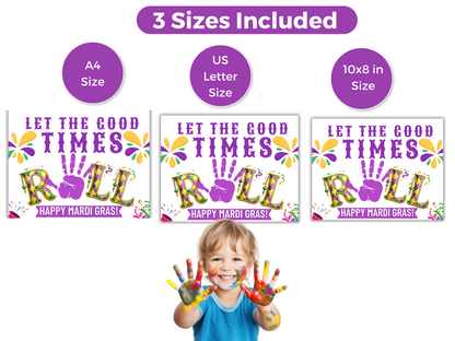 Let The Good Times Roll Mardi Gras Handprint Art