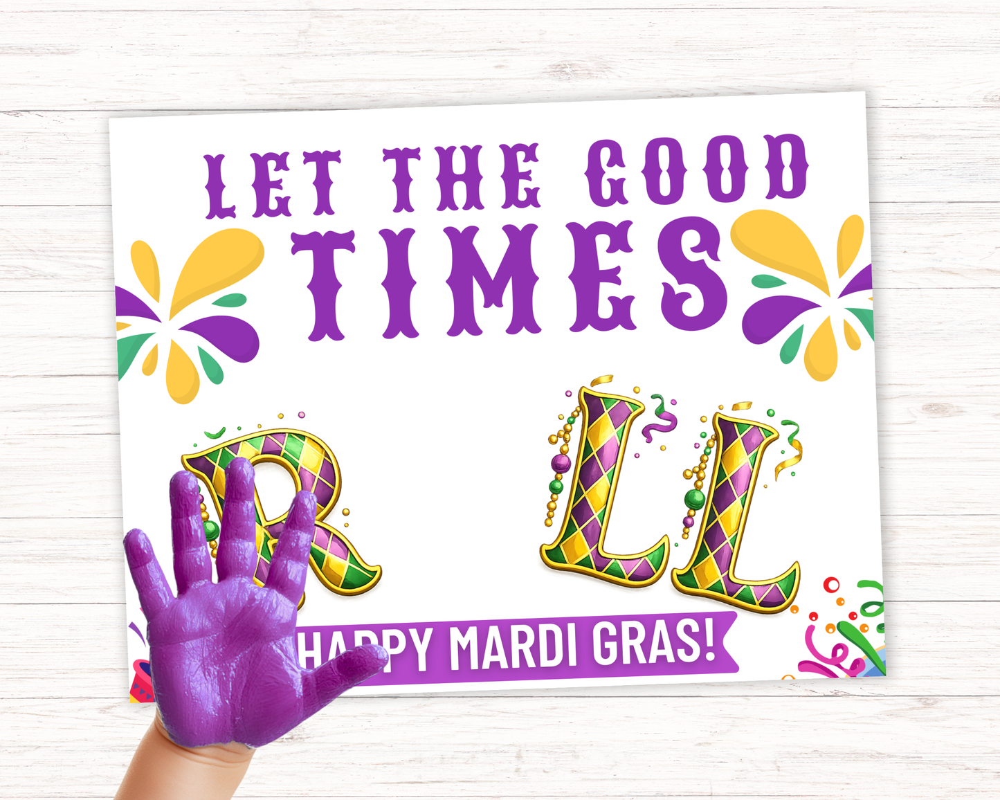 Let The Good Times Roll Mardi Gras Handprint Art