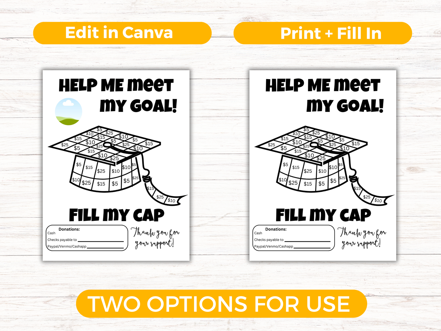 Editable Fill My Grad Cap Fundraiser Template