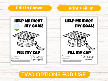 Editable Fill My Grad Cap Fundraiser Template