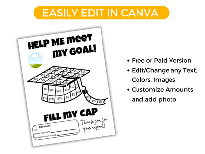 Editable Fill My Grad Cap Fundraiser Template