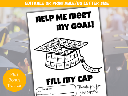 Editable Fill My Grad Cap Fundraiser Template