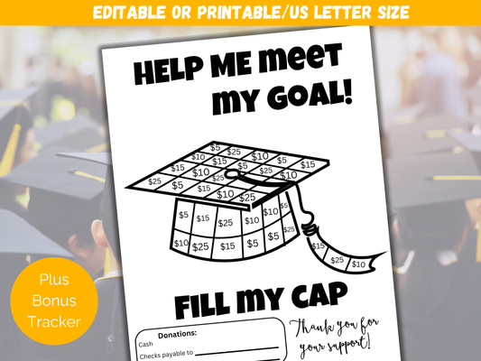 Editable Fill My Grad Cap Fundraiser Template