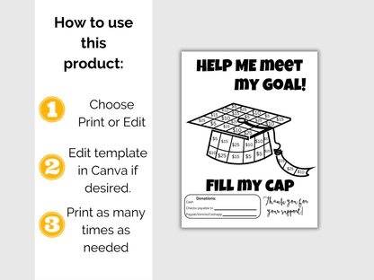 Editable Fill My Grad Cap Fundraiser Template