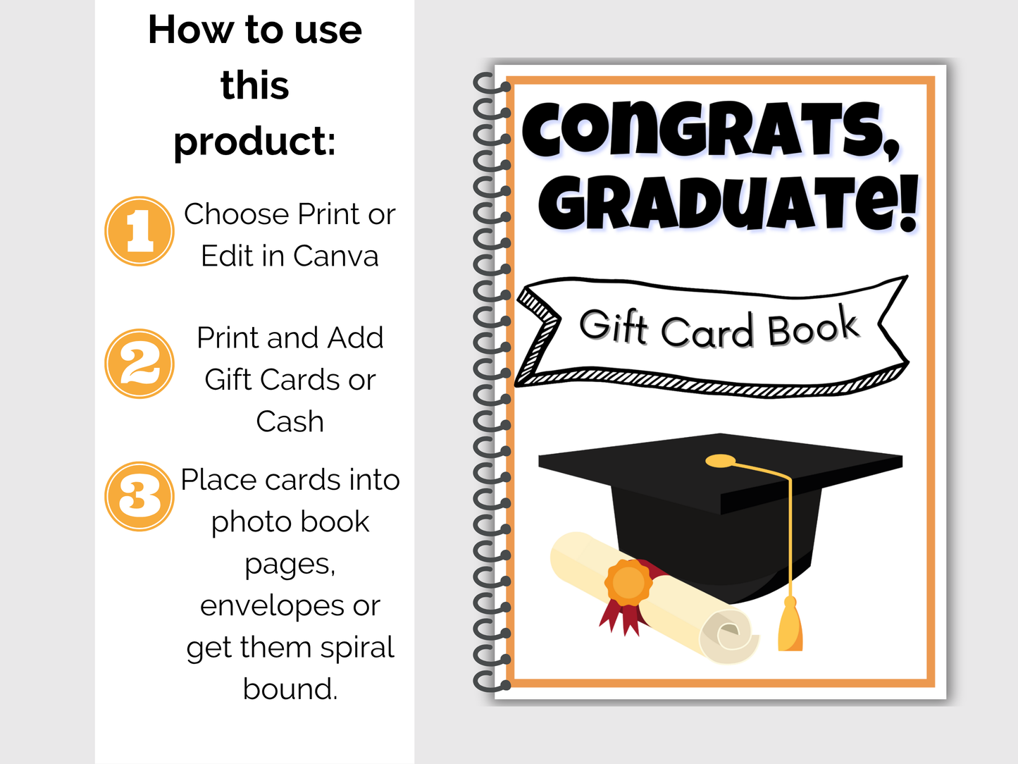 Graduation Gift Card Book Editable or Printable