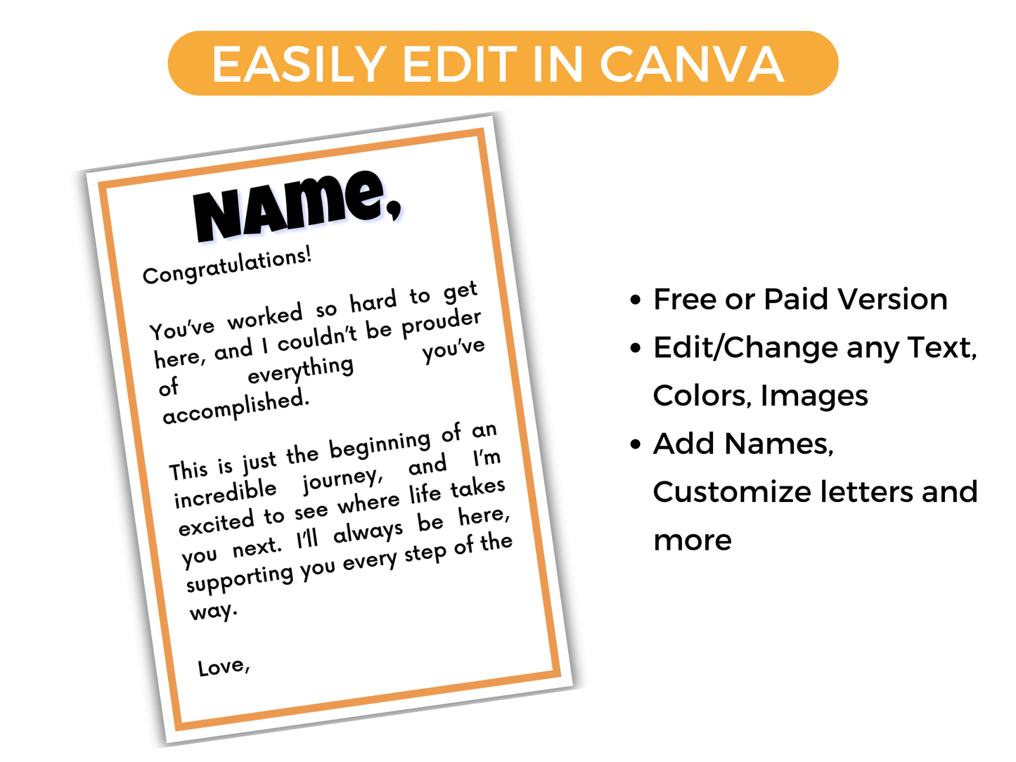 Graduation Gift Card Book Editable or Printable