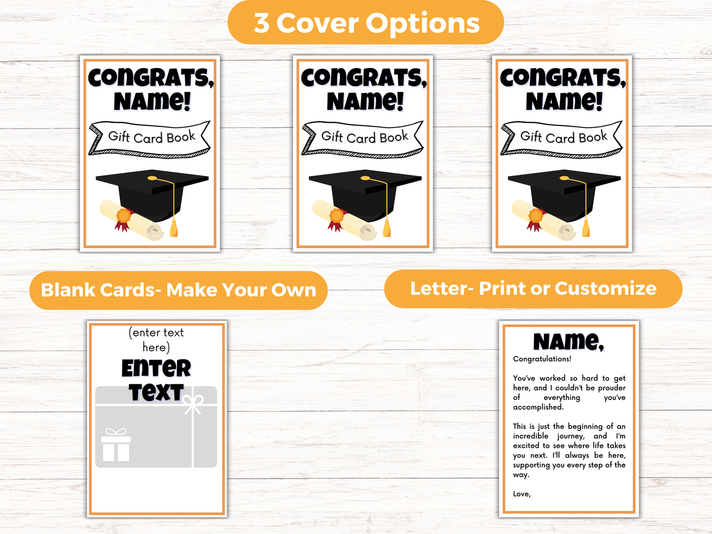 Graduation Gift Card Book Editable or Printable