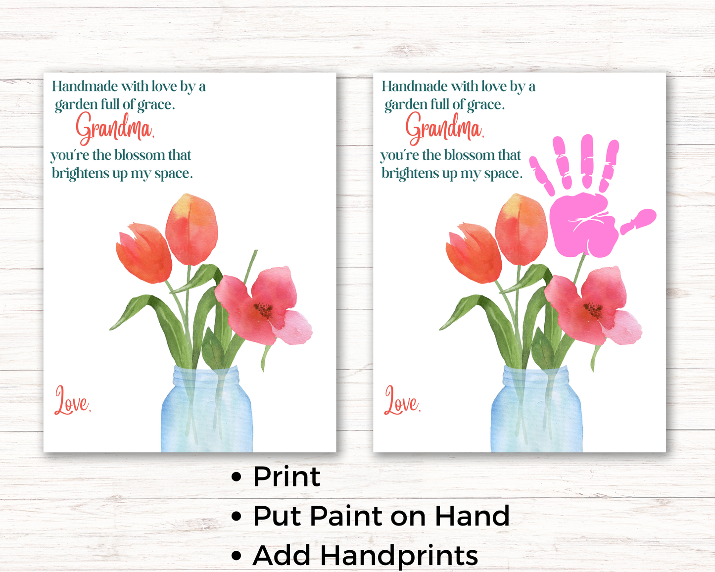Grandma Flower Handprint Art