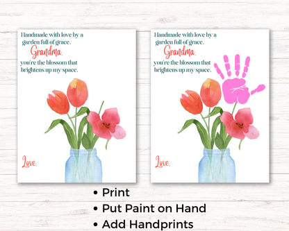 Grandma Flower Handprint Art