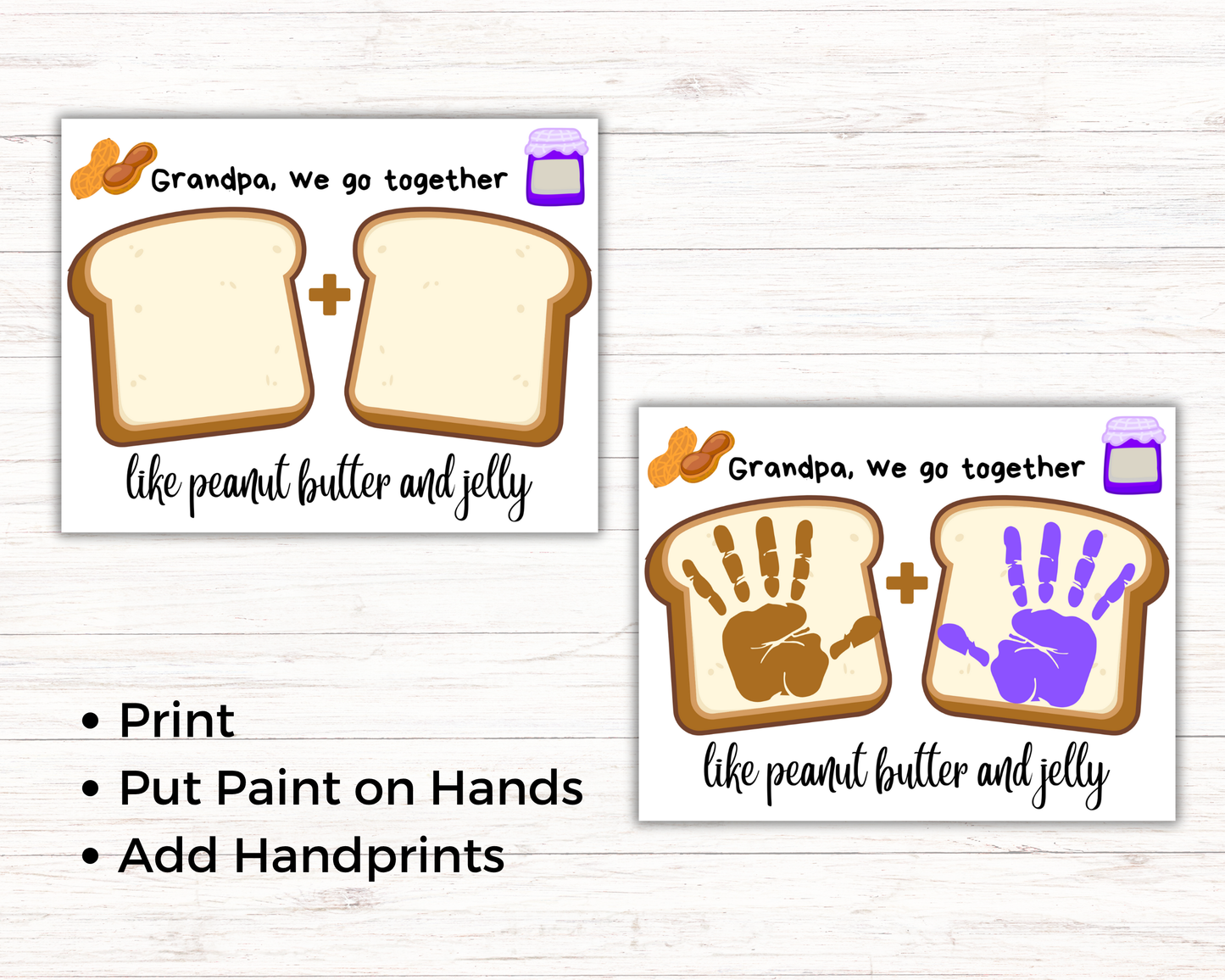 Grandpa Peanut Butter and Jelly Handprint Art