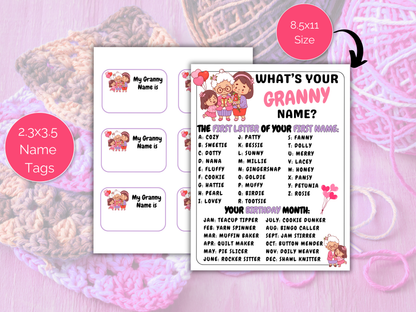 What's Your Granny Name Game + Name Tags