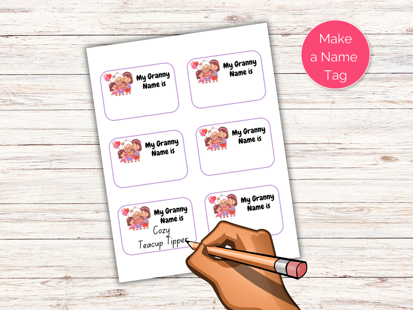 What's Your Granny Name Game + Name Tags