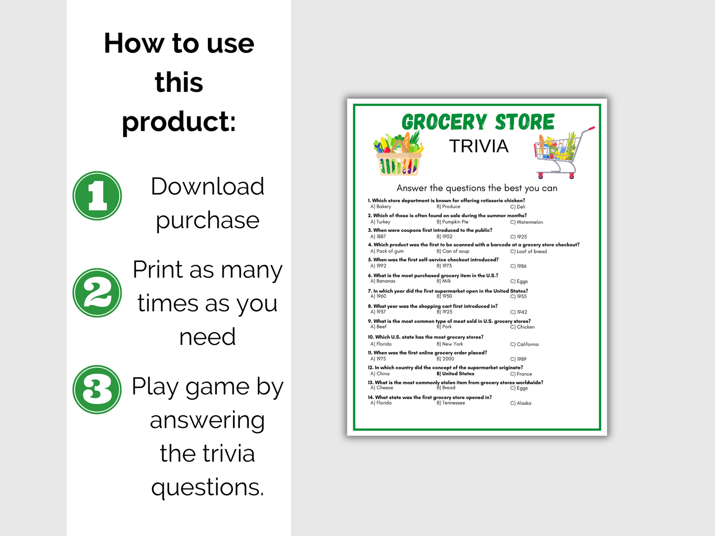 Grocery Store Trivia Game