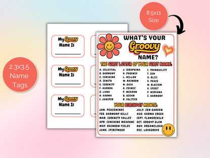 What's Your Groovy Name Game + Name Tags