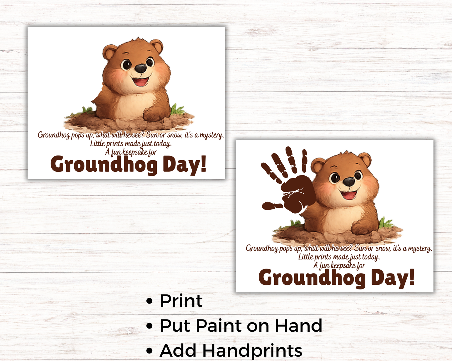Groundhog Day Handprint Art Bundle