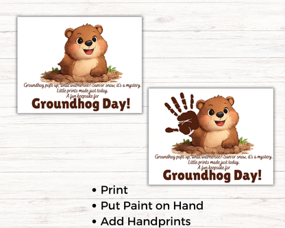 Groundhog Day Handprint Art Bundle