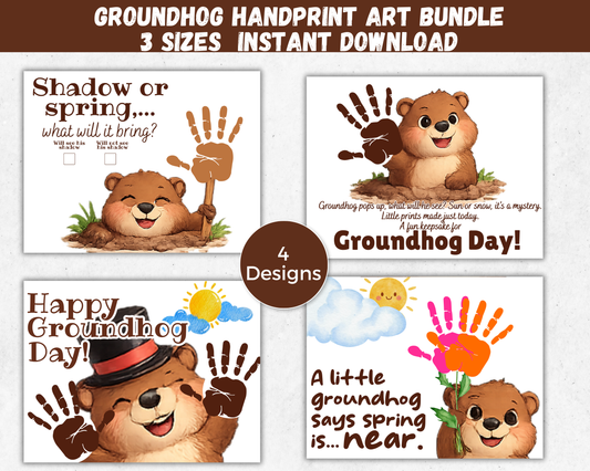 Groundhog Day Handprint Art Bundle